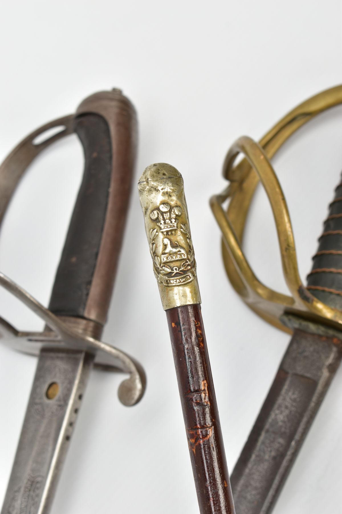 TWO MILITARY SWORDS AND OFFICERS SWAGGER STICK, a Royal Artillery officers sword by Henry - Image 7 of 21