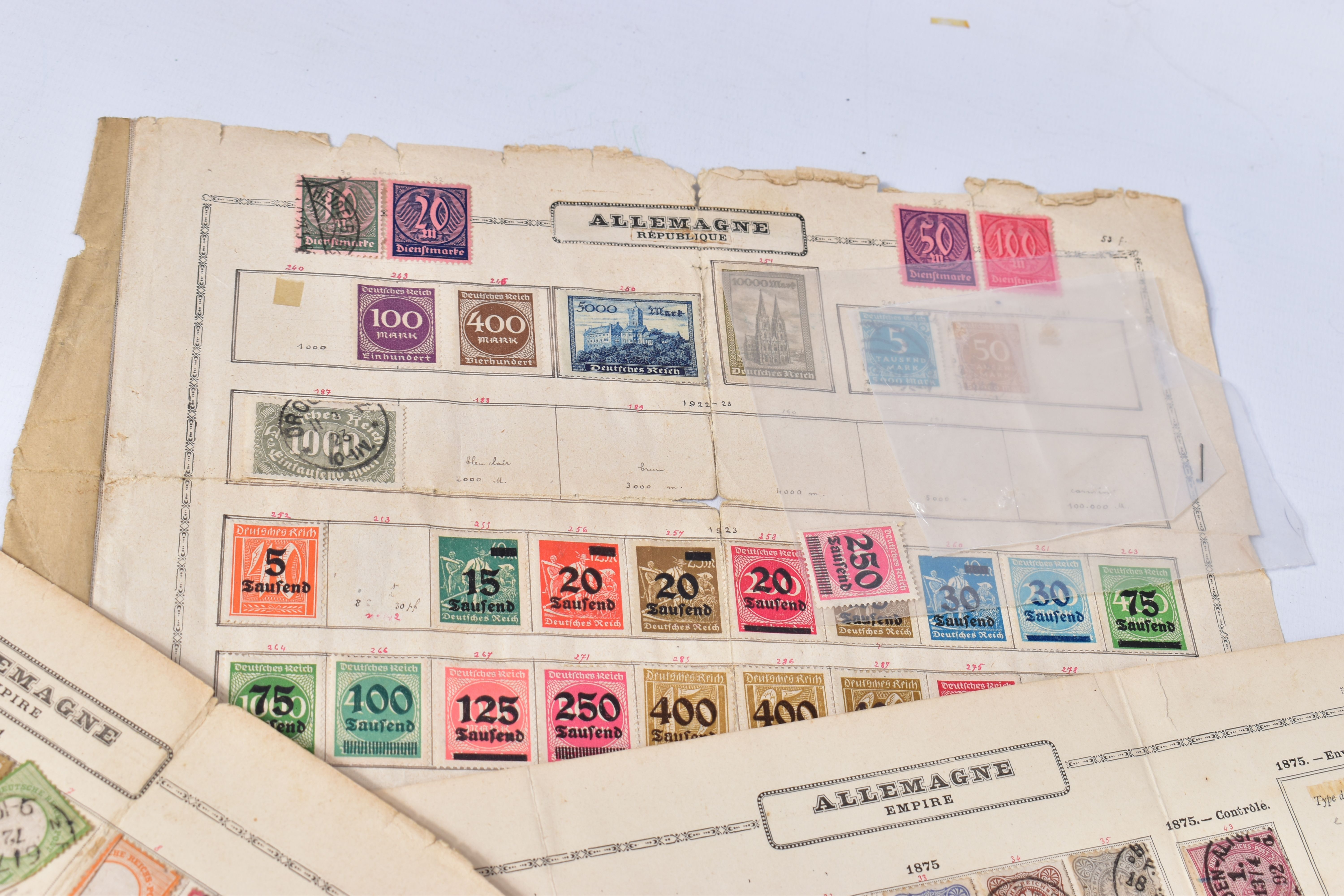 FOLDER OF OLD GERMAN STAMPS, on album pages from 1875 to 1920s, also note some revenues from the - Image 4 of 5