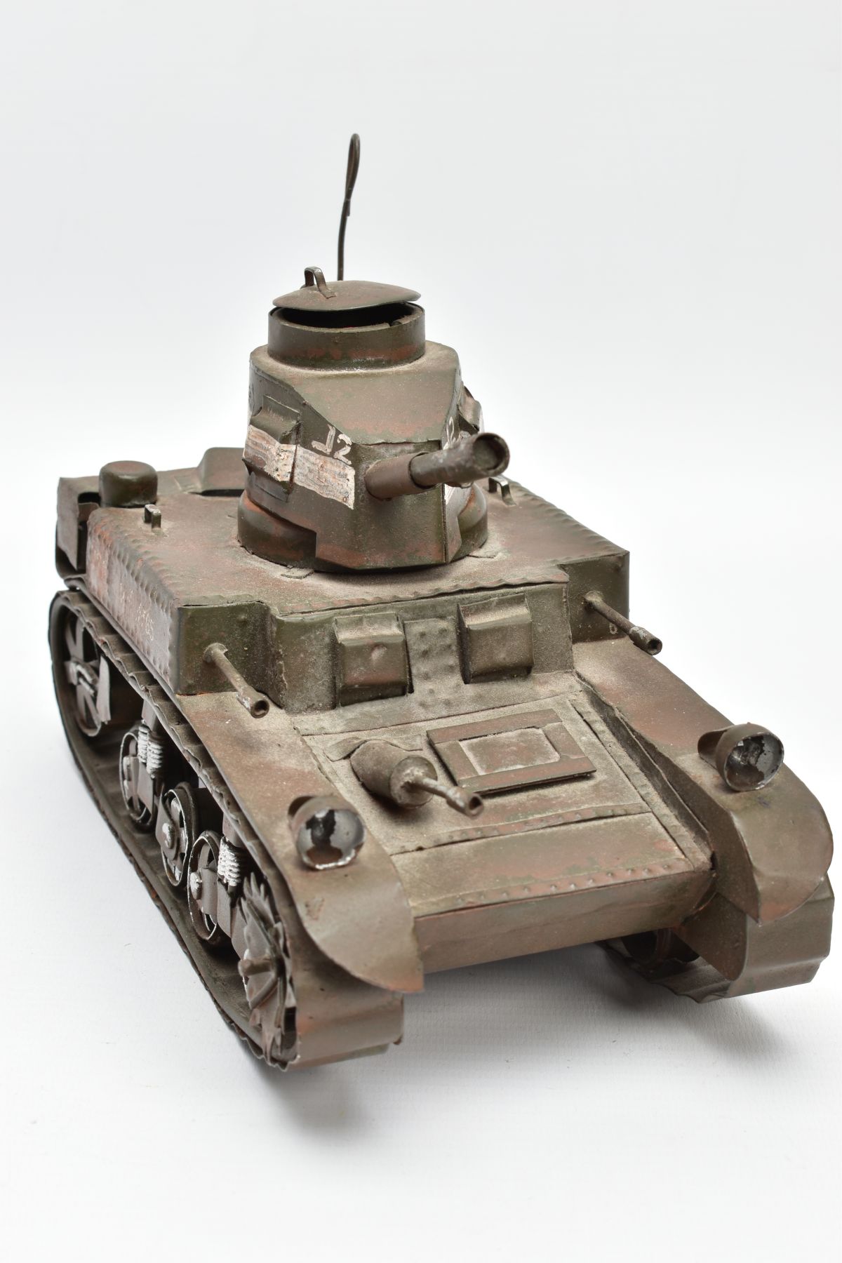 A SCRATCH HANDBUILT METAL MODEL, of a WWII period US Tank, in the style of an M3 Stuart tank, the - Image 2 of 7