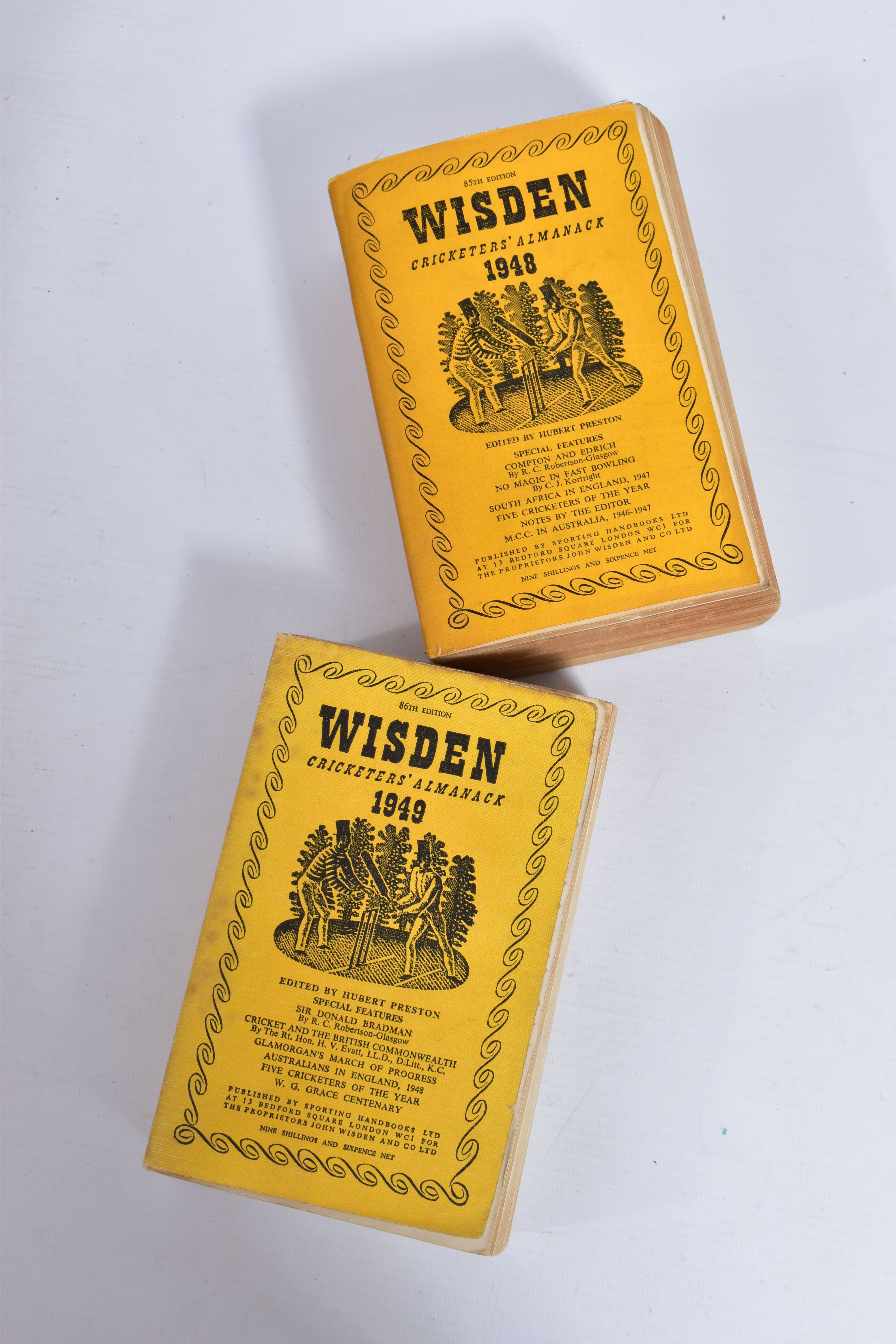 WISDEN CRICKETERS' ALMANACK 1948 AND 1949, 85th and 86th editions, original limp cloth covers, good - Image 2 of 6
