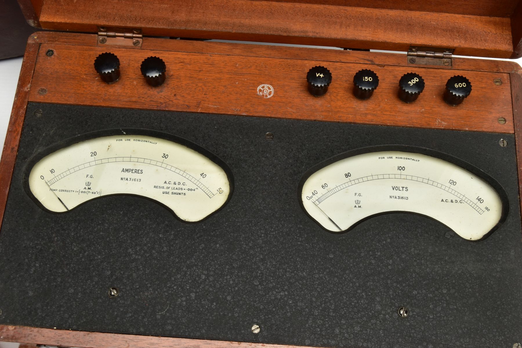 A BOXED ORIGINAL AIR MINISTRY (RAF) Ampheres and volts meter in leather carrying case, together with - Image 2 of 7