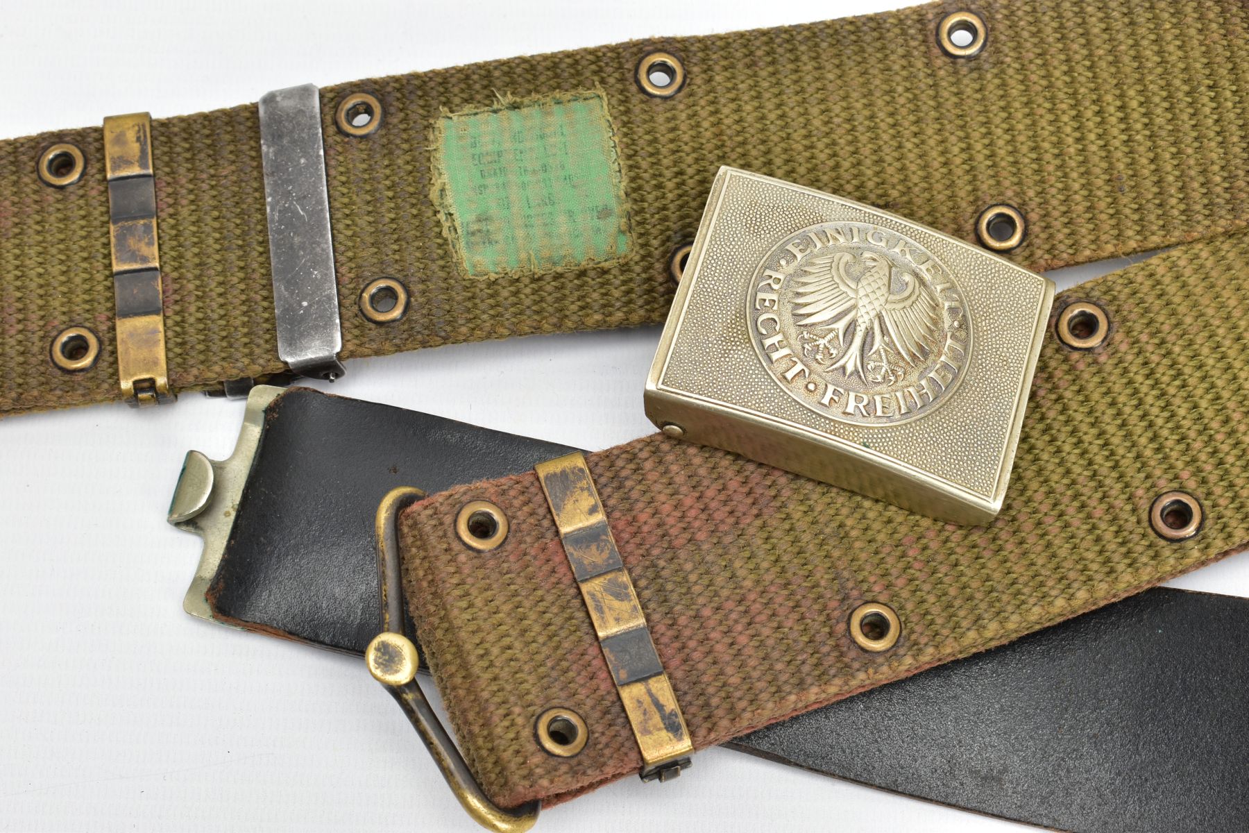 GERMAN POST WWII BUNDESWEHR ARMY BELT BUCKLE, with leather belt, the buckle is one piece face - Image 5 of 8