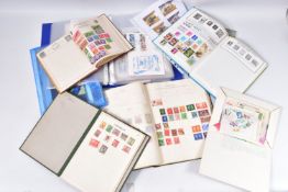COLLECTION OF STAMPS IN FIVE ALBUMS, including binder of covers, an ideal album with sparse contents