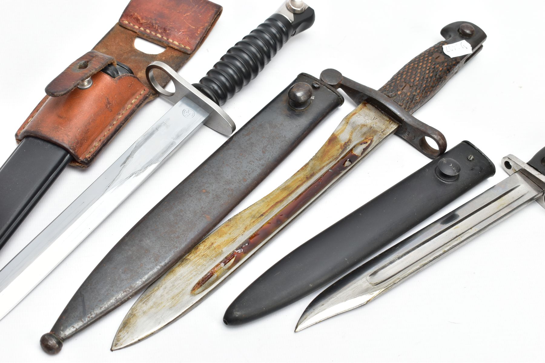 THREE MILITARY BAYONETS, as follows, Swiss Sturmgewehr 57 Assault Rifle knife Bayonet and - Image 7 of 12