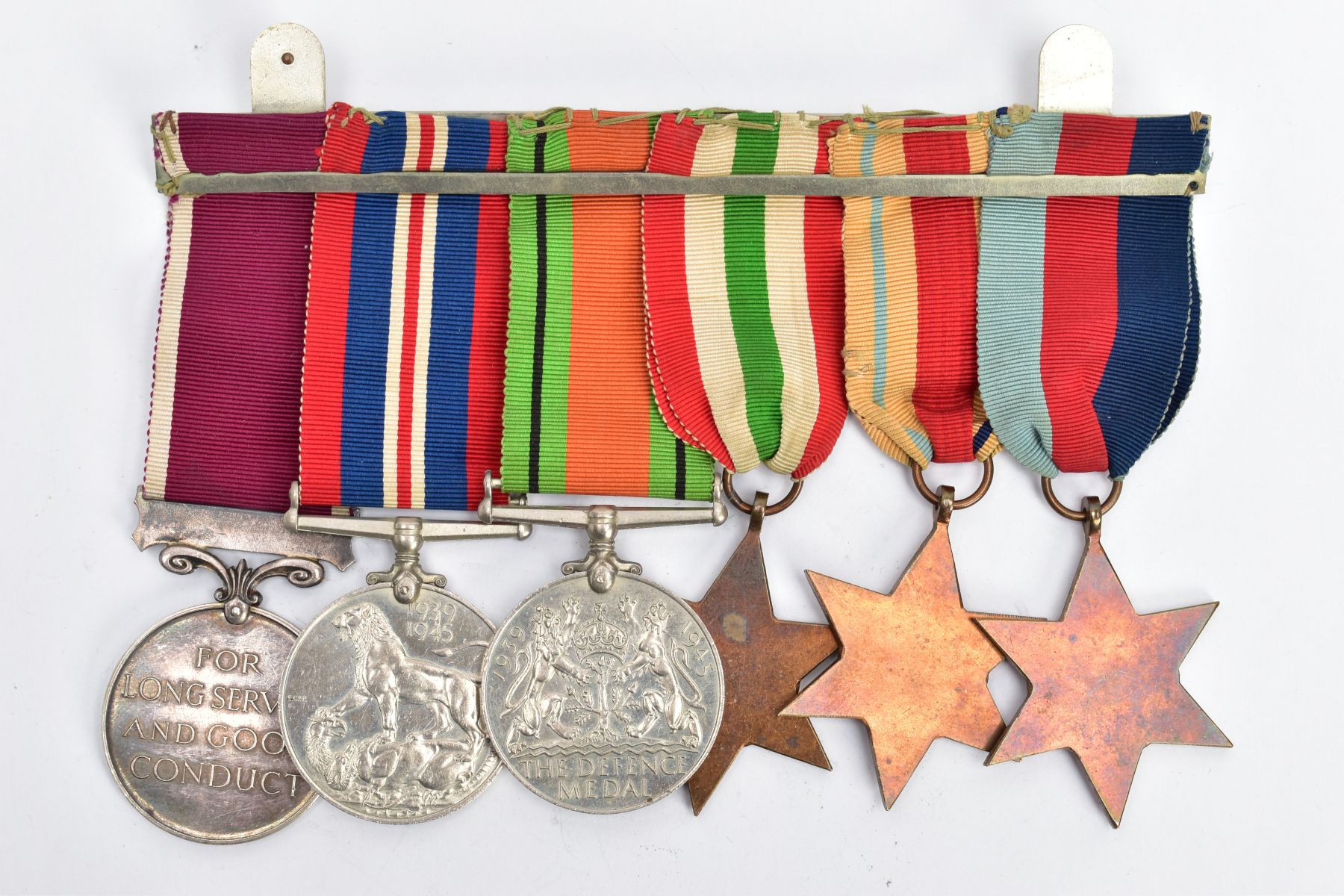 A GROUP OF SIX WORLD WAR TWO MEDALS, on a wearing Bar, to include 1939-45, Africa (1st Army Bar) - Image 4 of 5