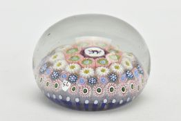 A 19TH CENTURY ST. LOUIS CONCENTRIC MILLEFIORI PAPERWEIGHT, centre dancing devil cane surrounded