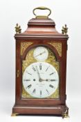 A GEORGE III MAHOGANY AND BRASS CASED TWIN FUSEE EIGHT DAY BRACKET CLOCK BY HIGGS & EVANS, the