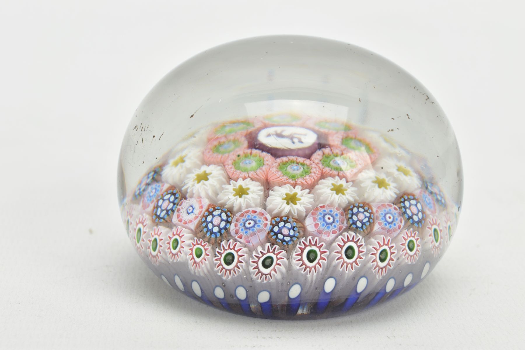 A 19TH CENTURY ST. LOUIS CONCENTRIC MILLEFIORI PAPERWEIGHT, centre dancing devil cane surrounded - Image 3 of 14