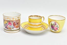 A SMALL GROUP OF LATE 18TH AND EARLY 19TH CENTURY DERBY PORCELAIN, comprising a yellow ground and