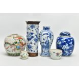 SIX PIECES OF 19TH AND EARLY 20TH CENTURY CHINESE AND JAPANESE PORCELAIN, comprising a blue and