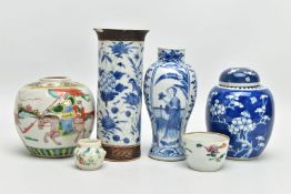 SIX PIECES OF 19TH AND EARLY 20TH CENTURY CHINESE AND JAPANESE PORCELAIN, comprising a blue and