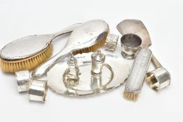 A PARCEL OF ASSORTED LATE 19TH AND 20TH CENTURY SILVER, including a napkin ring engraved with