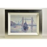 LANA OKIRO (UKRAINE CONTEMPORARY) 'TOWER BRIDGE', a London riverscape with HMS Belfast before the