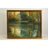 HARRY F VAN DER WEYDEN (America 1868-1952) UNTITLED, an impressionist river landscape with