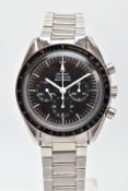 AN OMEGA SPEEDMASTER PROFESSIONAL WRISTWATCH, the first watch worn on the moon, circa 1971, black