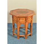 AN ANGLO INDIAN HOSHIARPUR HARDWOOD OCTAGONAL OCCASIONAL TABLE, possibly 19th century, inlaid with