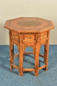 AN ANGLO INDIAN HOSHIARPUR HARDWOOD OCTAGONAL OCCASIONAL TABLE, possibly 19th century, inlaid with