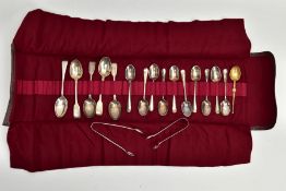 A SMALL PARCEL OF 19TH AND 20TH CENTURY ASSORTED SILVER FLATWARE, including a set of ten George V