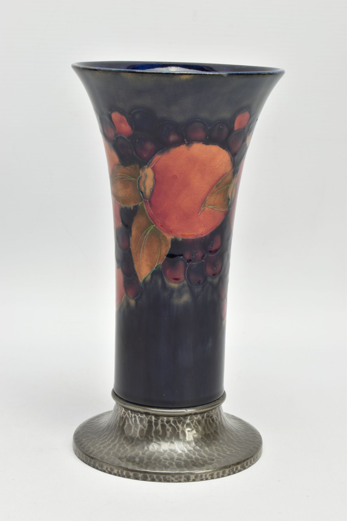 A WILLIAM MOORCROFT POMEGRANATE DESIGN TUDRIC PEWTER BASED VASE FOR LIBERTY & CO, the vase of - Image 3 of 7