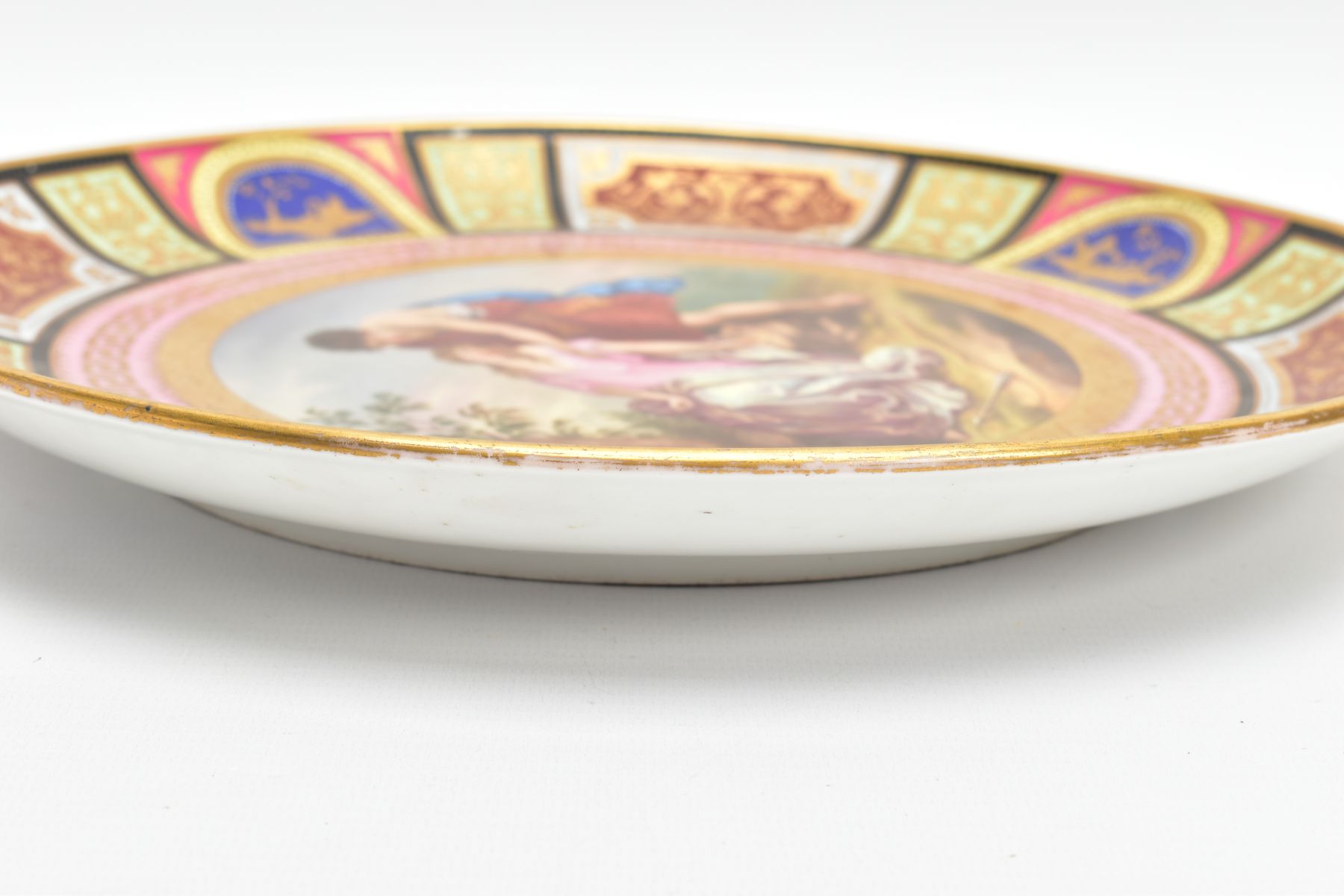 TWO LATE 19TH CENTURY VIENNA STYLE PORCELAIN CHARGERS, with polychrome and gilt borders - Image 15 of 15