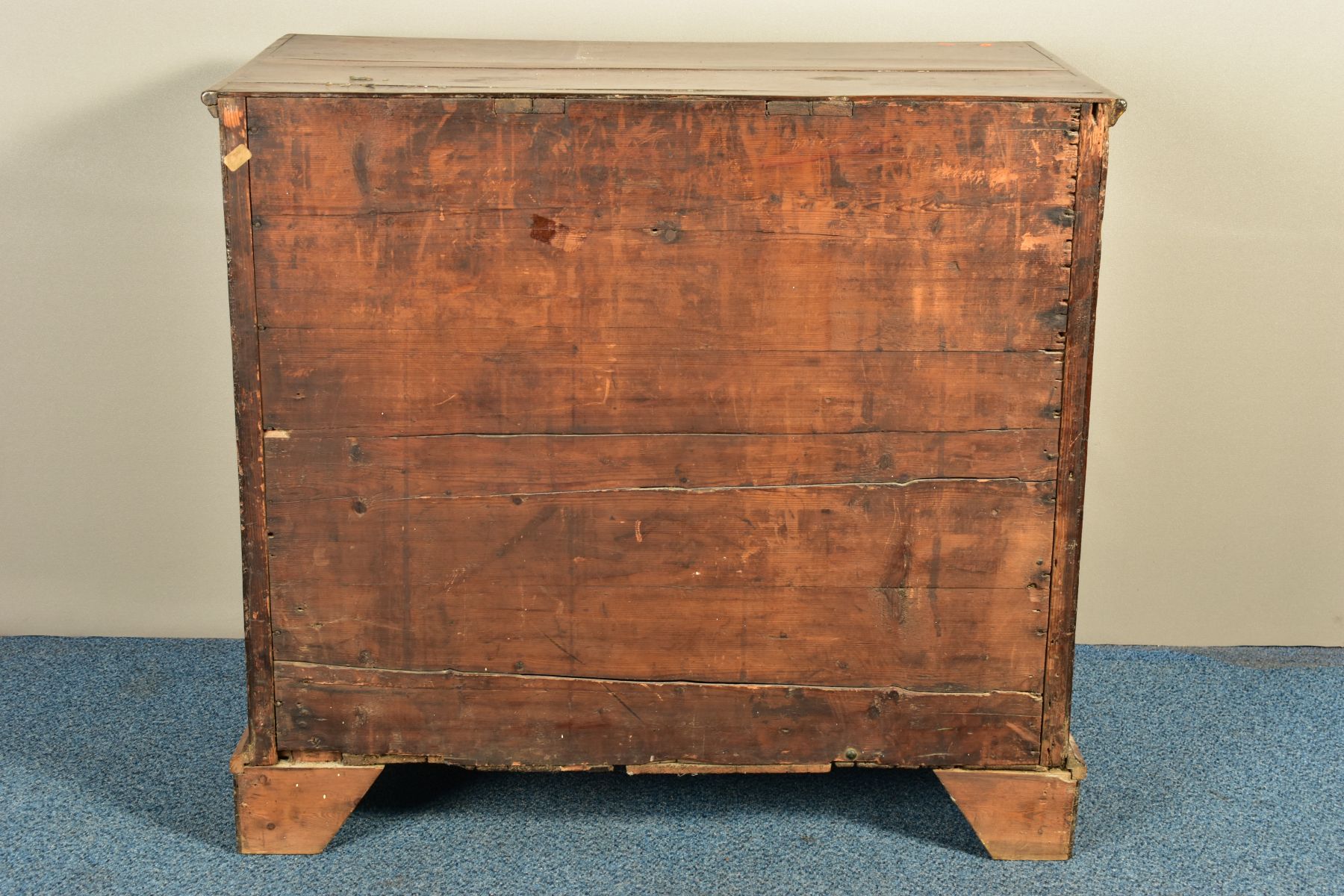 A GEORGE I AND LATER OAK CHEST OF TWO SHORT OVER THREE LONG GRADUATED DRAWERS, the drawer fronts - Image 11 of 11