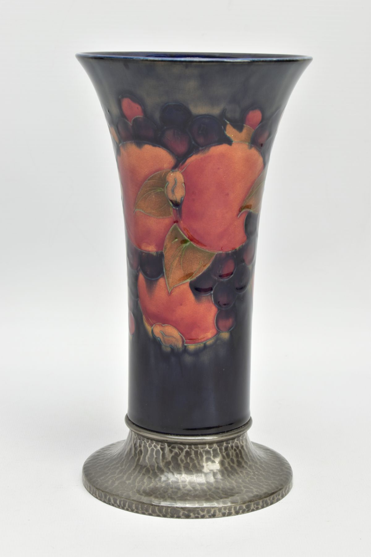 A WILLIAM MOORCROFT POMEGRANATE DESIGN TUDRIC PEWTER BASED VASE FOR LIBERTY & CO, the vase of - Image 2 of 7