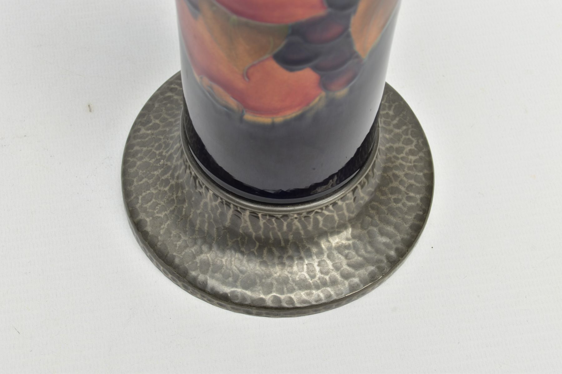 A WILLIAM MOORCROFT POMEGRANATE DESIGN TUDRIC PEWTER BASED VASE FOR LIBERTY & CO, the vase of - Image 4 of 7