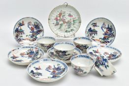 FIVE LATE 18TH CENTURY CHINESE VERTE IMARI PORCELAIN TEA BOWLS AND SIX MATCHING SAUCERS, decorated