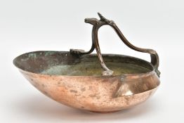 A 19TH CENTURY BRONZE SCOOP OR VESSEL OF NEO-CLASSICAL FORM, the vessel of shaped oval form with