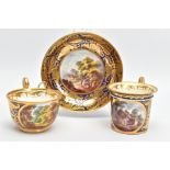 AN EARLY 19TH CENTURY DERBY PORCELAIN TRIO, CIRCA 1815, comprising tea cup, coffee can and saucer,