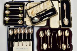 FOUR CASES OF 20TH CENTURY SILVER, comprising a set of six coffee spoons, makers Poston Products