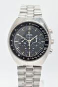 A STAINLESS STEEL OMEGA SPEEDMASTER PROFESSIONAL MARK II WRISTWATCH, black matt dial with baton