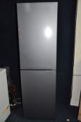 A TALL LOGIK LNF55X18 FRIDGE FREEZER with metallic grey doors and sides, width 55cm x depth 60cm x