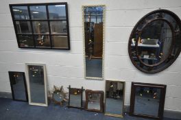 A SELECTION OF MODERN MIRRORS, of various sizes, styles and shapes (10)