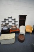 A COLLECTION OF OCCASIONAL FURNITURE, to include a staggered wall shelf, a mahogany wall mounted