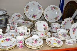 AN EIGHTY SEVEN PIECE ROYAL CROWN DERBY 'DERBY POSIES' PART DINNER SET, with red, green and black