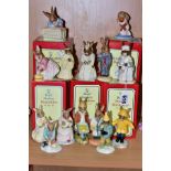 FOURTEEN ROYAL DOULTON BUNNYKINS FIGURES, comprising Cook DB85 (with a box), boxed Bride DB101,