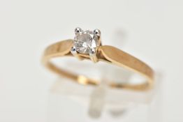 A 9CT GOLD DIAMOND SOLITAIRE RING, a round brilliant cut diamond, approximate total carat weight 0.