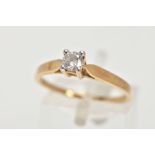 A 9CT GOLD DIAMOND SOLITAIRE RING, a round brilliant cut diamond, approximate total carat weight 0.