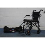 A DRIVE TRAVELITE WHEELCHAIR lightweight folding portable wheelchair with carry bag and seat pad