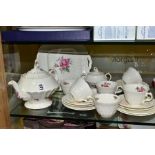 TWO TEASETS, comprising part Copeland Spode's Jewel 'Spode's Billingsley Rose' teapot (crazed