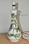 A MOORCROFT POTTERY LAMP BASE, Fuchsia pattern on a cream ground, impressed and painted backstamp to