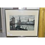 BERNARD BUFFET 'LE PORT DE LA ROCHELLE', a vintage open edition print of a French Harbour, framed,