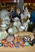 A GROUP OF 20TH CENTURY ASSORTED CERAMICS AND GLASSWARE, including a small Caithness paperweight and