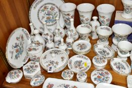 FORTY TWO PIECES OF WEDGWOOD KUTANI CRANE GIFTWARES, comprising fourteen vases (one boxed) tallest
