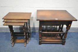 A SOLID OAK LAMP TABLE with magazine rack compartment to undershelf, width 61cm x depth 46cm x