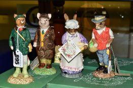 FOUR BESWICK ENGLISH COUNTRY FOLK FIGURES, three boxed comprising Huntsman Fox ECF1 (reglued gun and