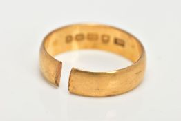 A 22CT GOLD BAND RING, AF yellow gold court shaped band ring, approximate dimensions width 5.5mm x