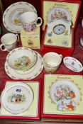 ELEVEN PIECES OF BOXED AND LOOSE ROYAL DOULTON BUNNYKINS GIFTWARE, comprising two boxed 20cm plates,