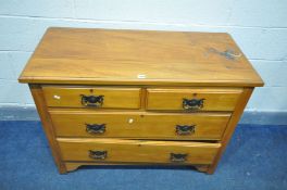 AN EDWARDIAN SATINWOOD CHEST OF TWO OVER TWO DRAWERS, width 107cm x depth 50cm x height 80cm